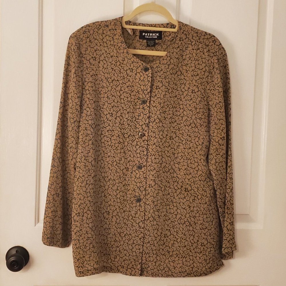 Vintage 100% Silk Button Down Shirt - Size Large